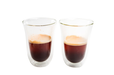 coffee in glasses isolated
