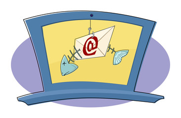 Phishing Email on Laptop Screen vector cartoon