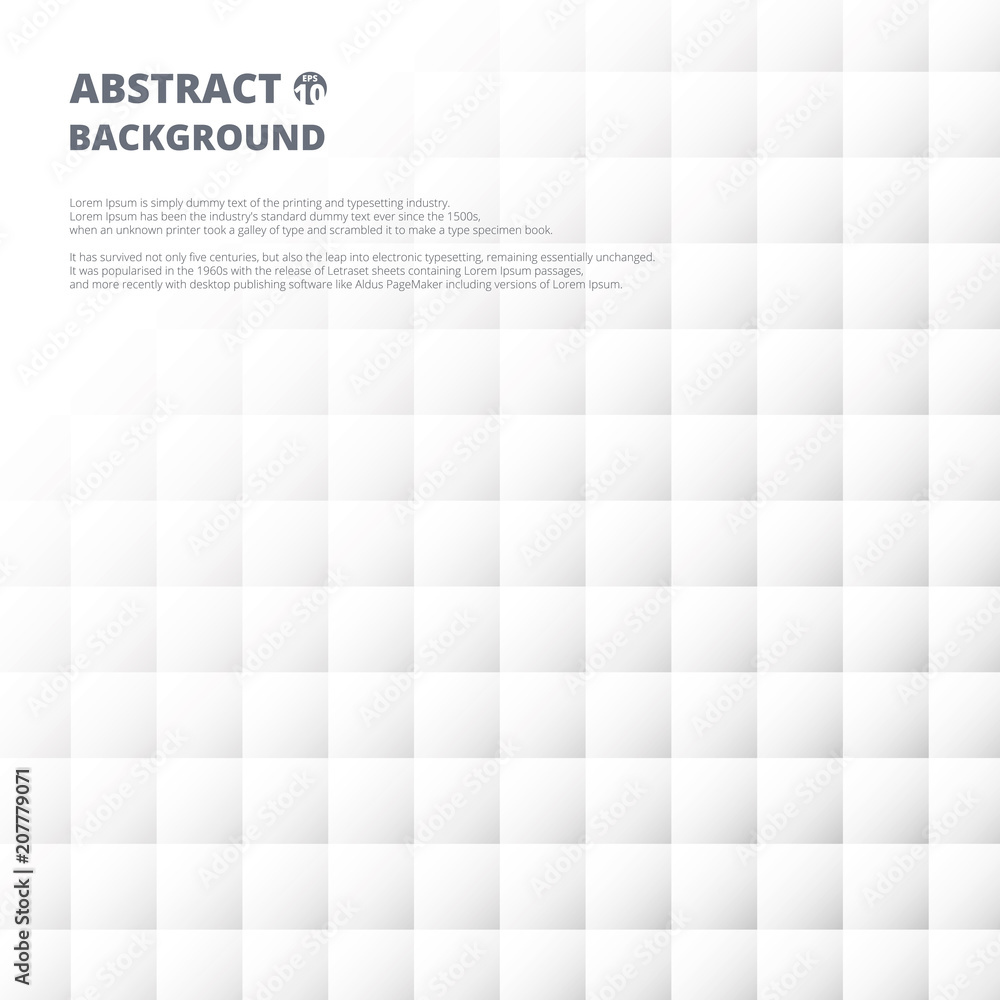Poster abstract of grey and white square pattern geometric background vector, spreading each layer for adju