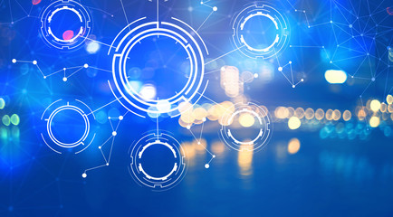 Tech Circle with blurred city lights at night © Tierney