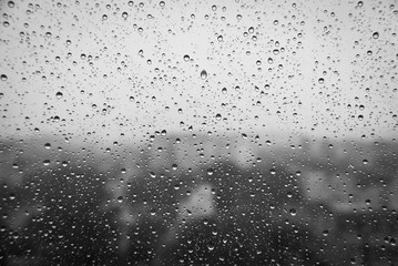 wet glass window (black and white) 