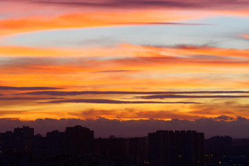 Spectacular colorful sunset skies. Nature abstract background.