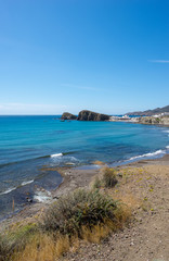 Fototapeta na wymiar Mountain and sea in the sculptures of Cabo de Gata