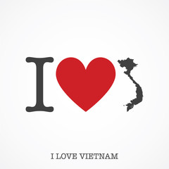 I love Vietnam. Heart shape national country map icon
