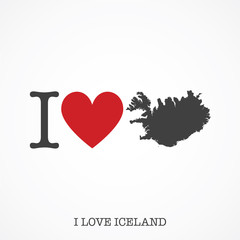 I love Iceland. Heart shape national country map icon