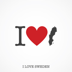 I love Sweden. Heart shape national country map icon