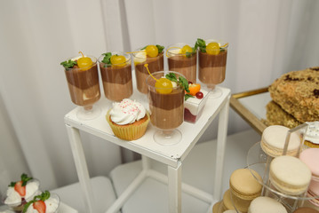 Delicious fancy wedding cake made of cupcakes