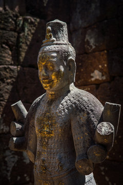 stone Buddha statue in Mueang Sing Historical Park in Kanchanaburi, Thailand.