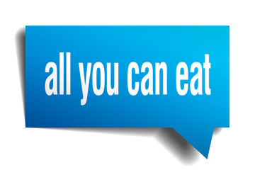 all you can eat blue 3d speech bubble