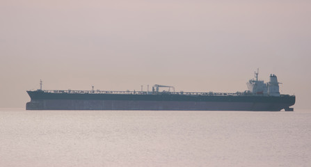 Fototapeta premium breakwater, and ships on the horizon.