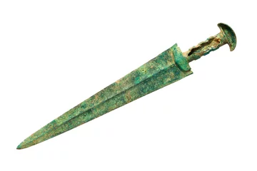 Fotobehang Ancient bronze sword isolated on white background. Clipping path. © zuktenvos