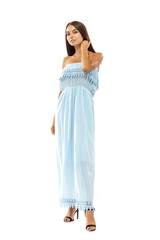 slim woman on white space 