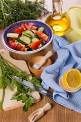 Salad of cucumbers and tomatoes