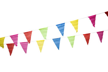 Fototapeta premium Birthday decoration flags isolated on white background