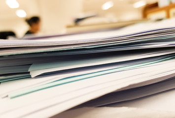 Beautiful Stacks of Paper document on office concept background,design for banner and magazine illustration.