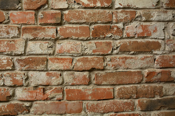 brick wall of red old brick
