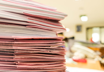 Stacks of Pink and White document,office concept,design for advertising,illustration and banner.