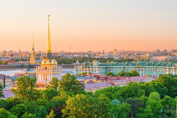 Fototapeta premium Evening view from the colonnade of the Saint Isaac's Cathedral. St.-Petersburg, Russia
