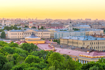 Fototapeta premium Evening view from the colonnade of the Saint Isaac's Cathedral. St.-Petersburg, Russia