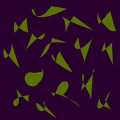 Green shapes on purple