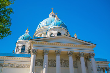 Trinity Cathedral in St. Petersburg with blue sky