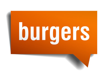 burgers orange 3d speech bubble