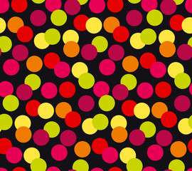 Vivid colorful random polka dot seamless pattern
