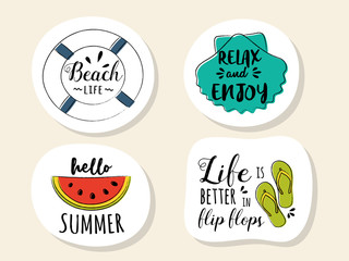 Collection of colourful summer icons. Vector.