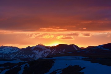 Fototapeta na wymiar Sunset on Alpine Tundra Rocky Mountain National Park Colorado