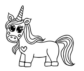Unicorn black line isolated
