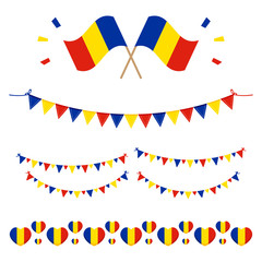 Obraz premium Set, collection of flags and design elements for Flag Day in Romania and for other national holidays. 