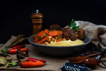 traditional moroccan dish couscous Meat ball