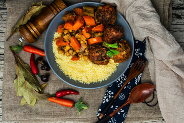 traditional moroccan dish couscous Meat ball