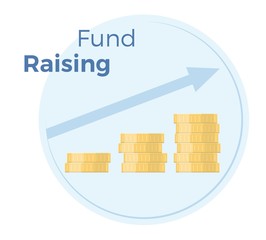Fundraising vector flat illustration. Income growth chart, mutual fund, financial report graph. EPS 10