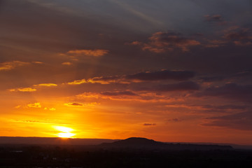 Sunset, Somerset, England, UK.