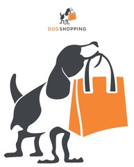 Dog Shopping Icon Design suitable for pet shop logo, dog lovers, B2B, online shop and more.