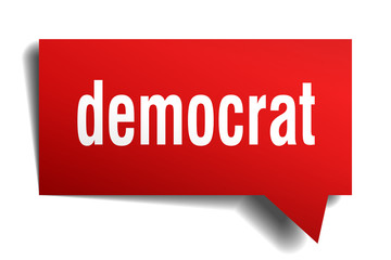 democrat red 3d speech bubble