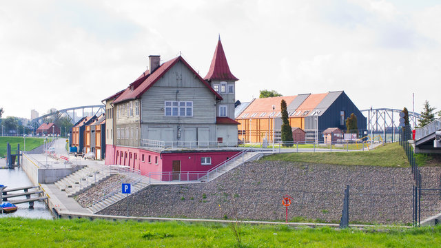 Wooden houses in Bydgoszcz, Poland