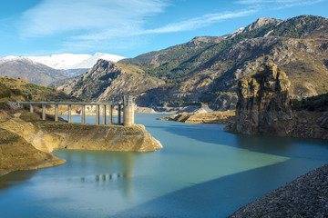 Obraz na płótnie Canvas Canales Reservoir - reservoir in Güéjar Sierra, province of Granada, Andalusia, Spain.