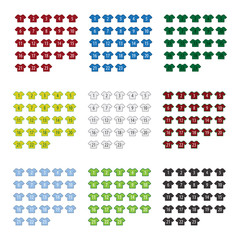 Soccer or football jersey icon set with numbers. Vector.