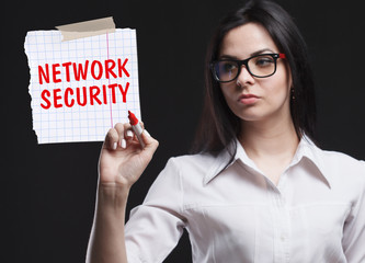 The concept of marketing, technology, the Internet and the network. A young businessman shows what...