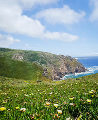 Cabo da Roca - Cape Roca, near Cascais, Sintra and Lisbon. The westernmost extent of mainland Portugal and Europe. View in the direction of Cascais.