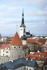 view of the old town with tiled roofs