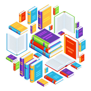 Background with isometric books.