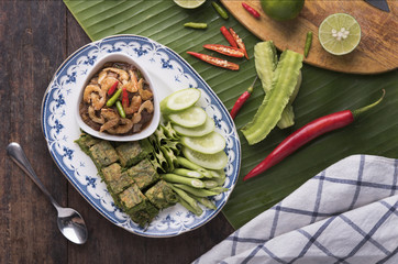 Chili Dip with Dried Shrimp Phuket Style. Treditional Southern Thai food spicy.