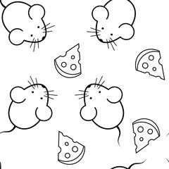 seamless pattern - mouse and cheese