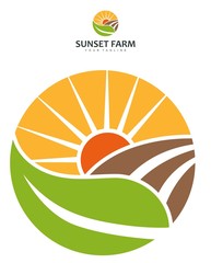 Sunset Farm Circle Abstract suitable for logo and icon farm, agriculture, natural, vegetable, rural and others