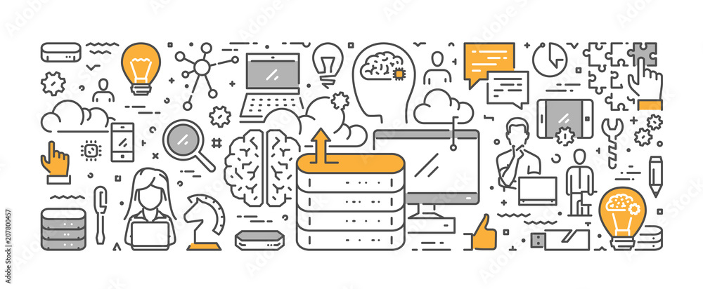 Poster vector linear horizontal banner for big data