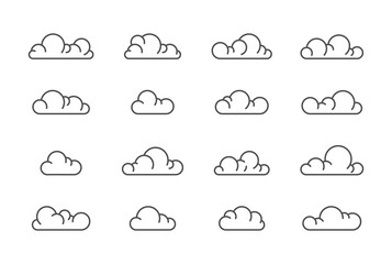 Large vector cloud icons line set