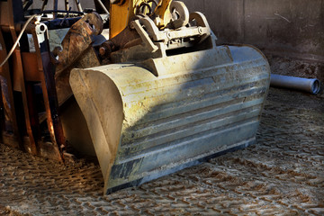 A large excavator bucket. Construction works